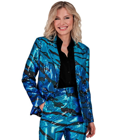 Party Fashion Jacket  Blue Waves Sequin Jacket 