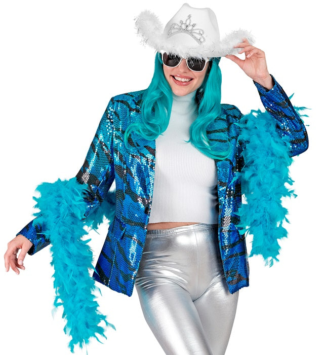 Party Fashion Jacket  Blue Waves Sequin Jacket 