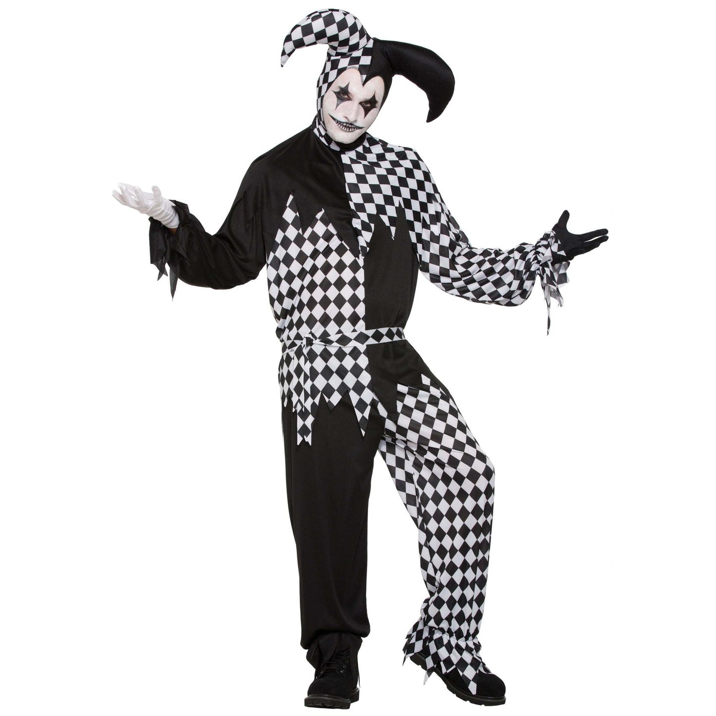 Harlequin Clown Dark Jester Adult Costume Male Chest Size 42" 1
