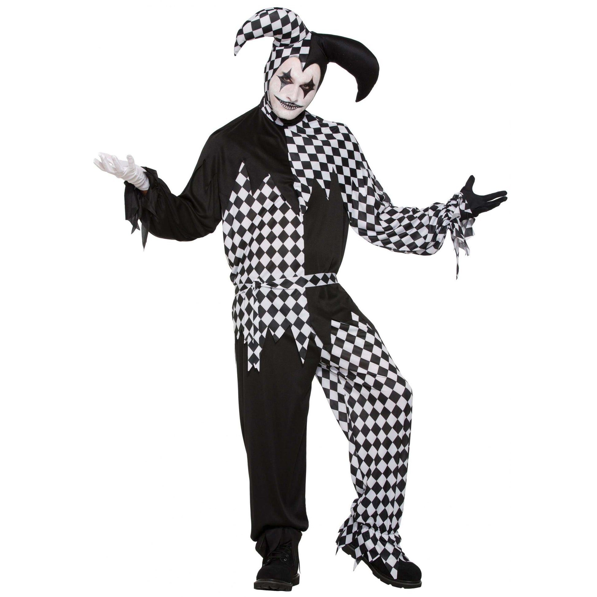 Harlequin Clown Dark Jester Adult Costume Male Chest Size 42" 1