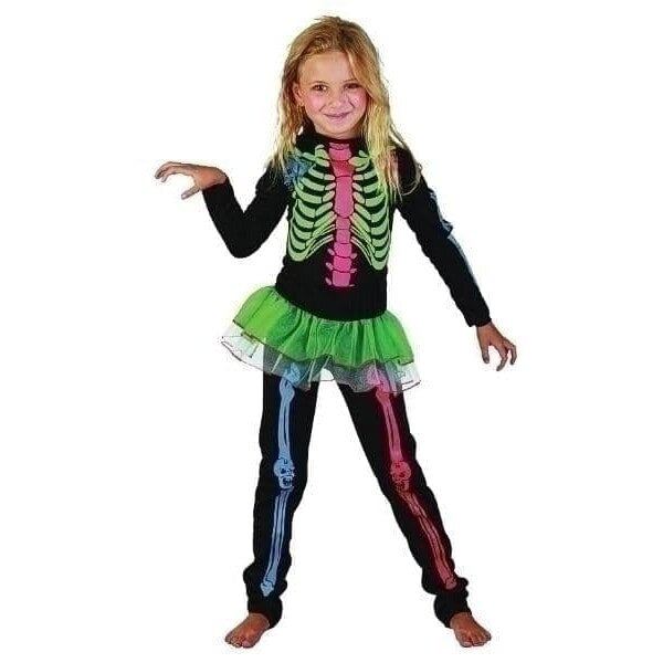 Skeleton Girl Multicoloured Childrens Costume 1