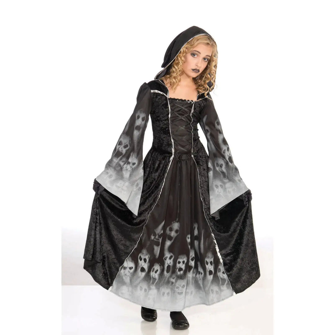 Forgotten Souls Childrens Costume Black Hooded Dress 1