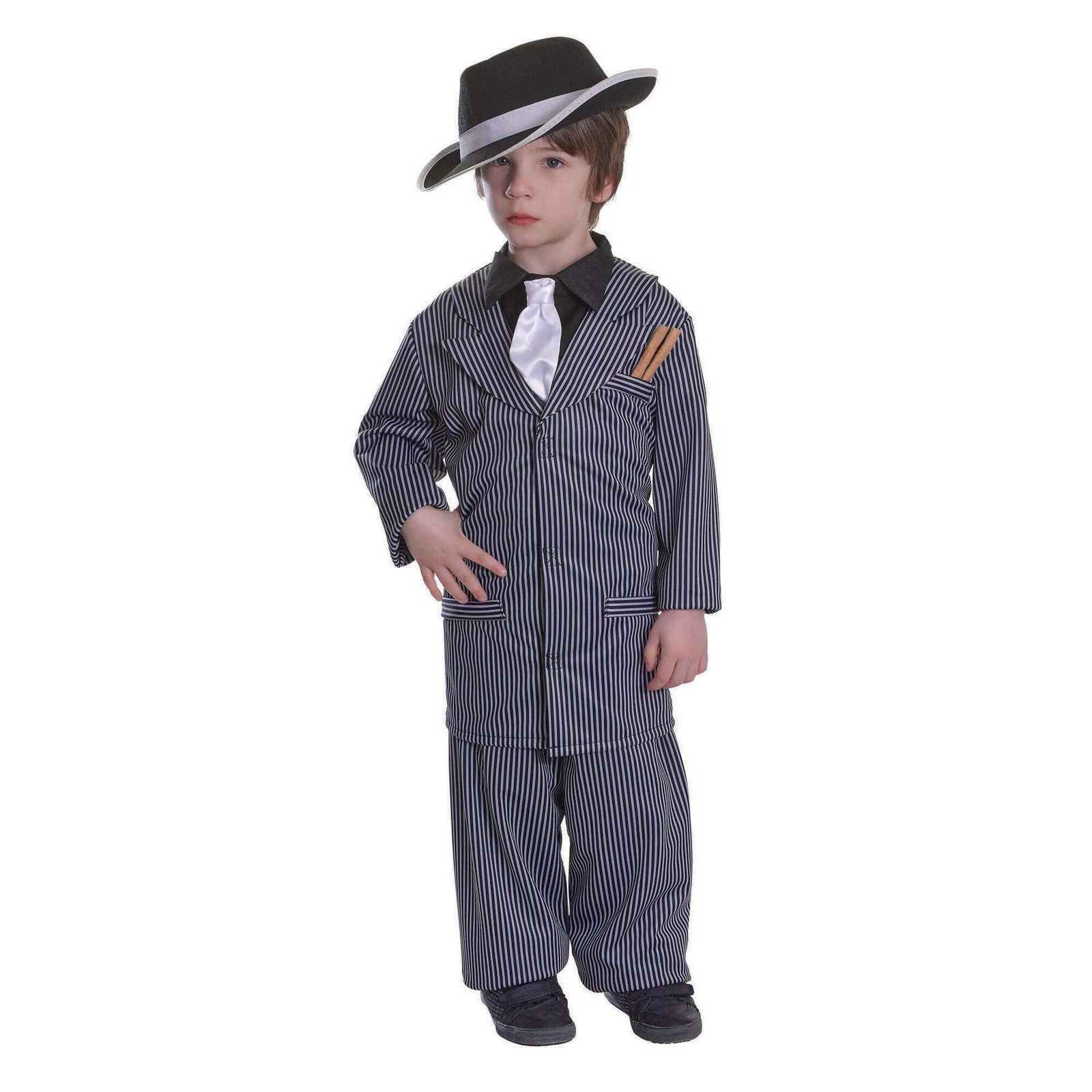 Gangster Boy Costume Mini Al Capone Pinstripe Suit 1