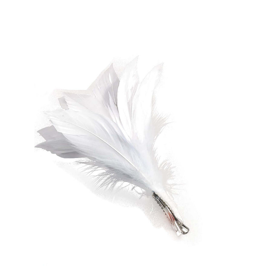 Feather Hair Clip White Costume Accessory 1
