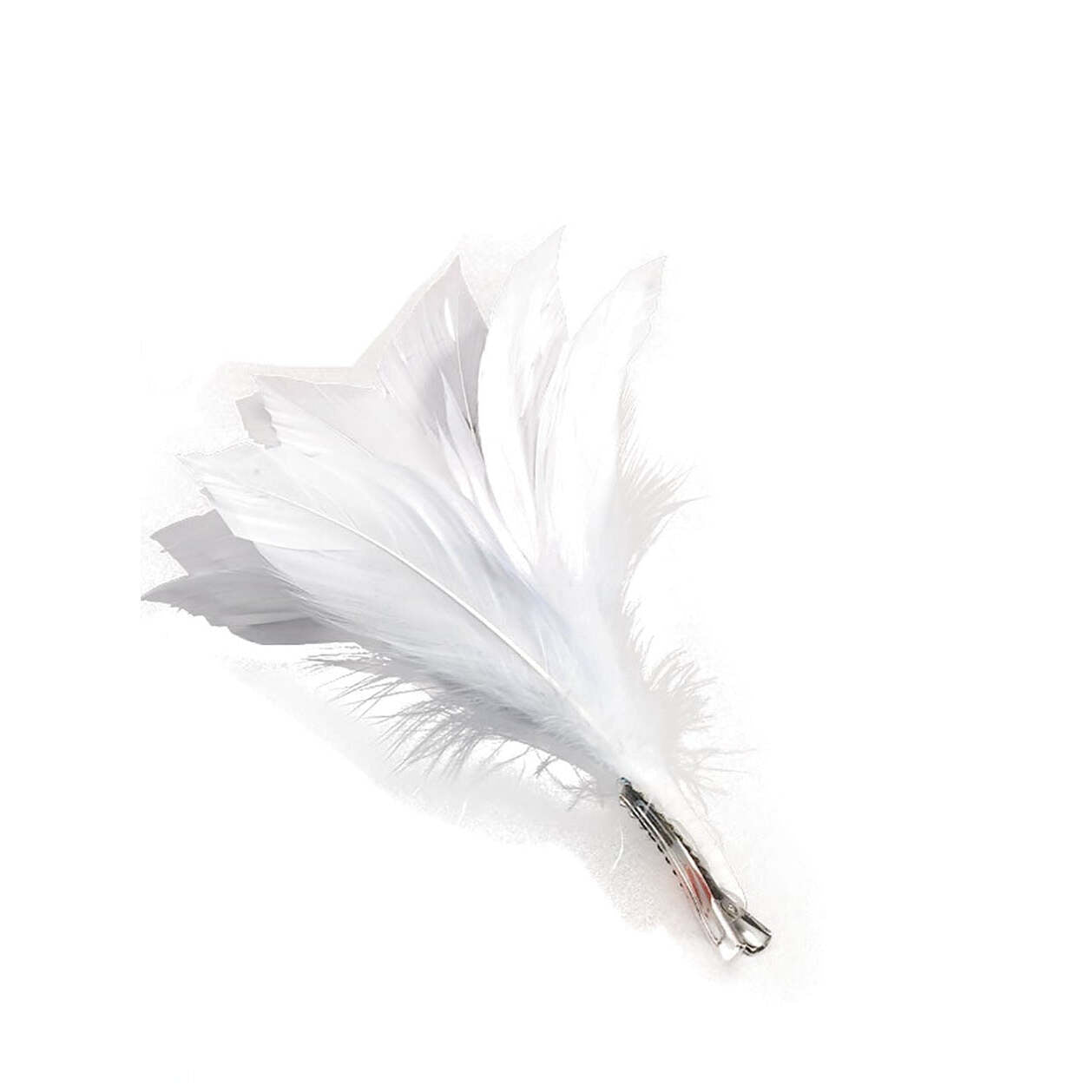 Feather Hair Clip White Costume Accessory 1
