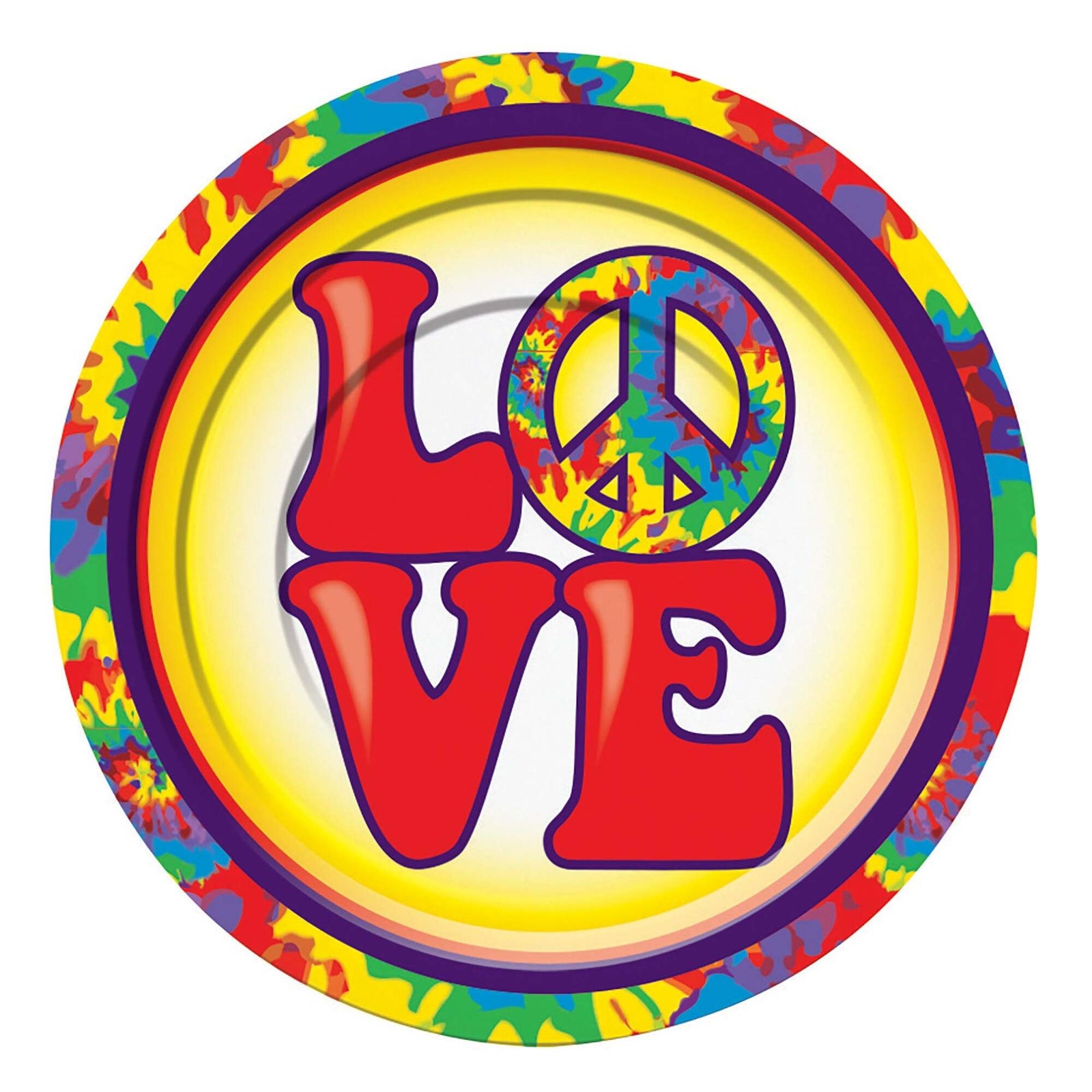 Hippie Party Plate 7 Inch Pack of 8 1