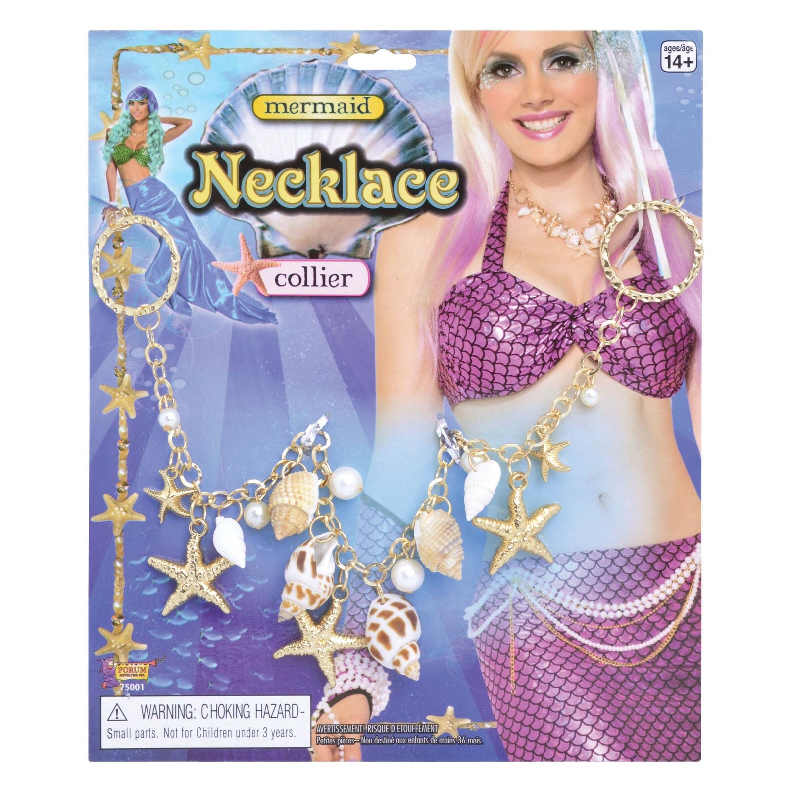 Mermaid Necklace Gold Seashells Costume Accessory 1