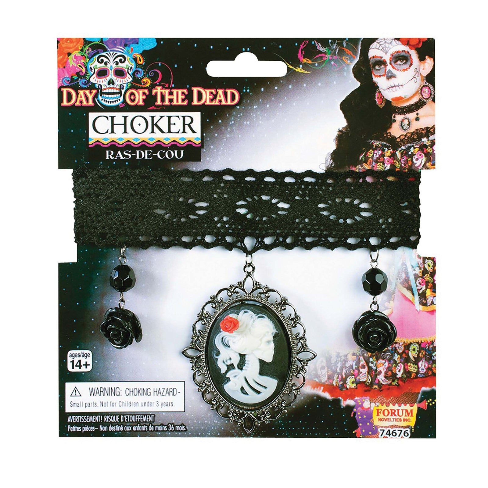 Day Of The Dead Choker Black Costume Accessories Female 1