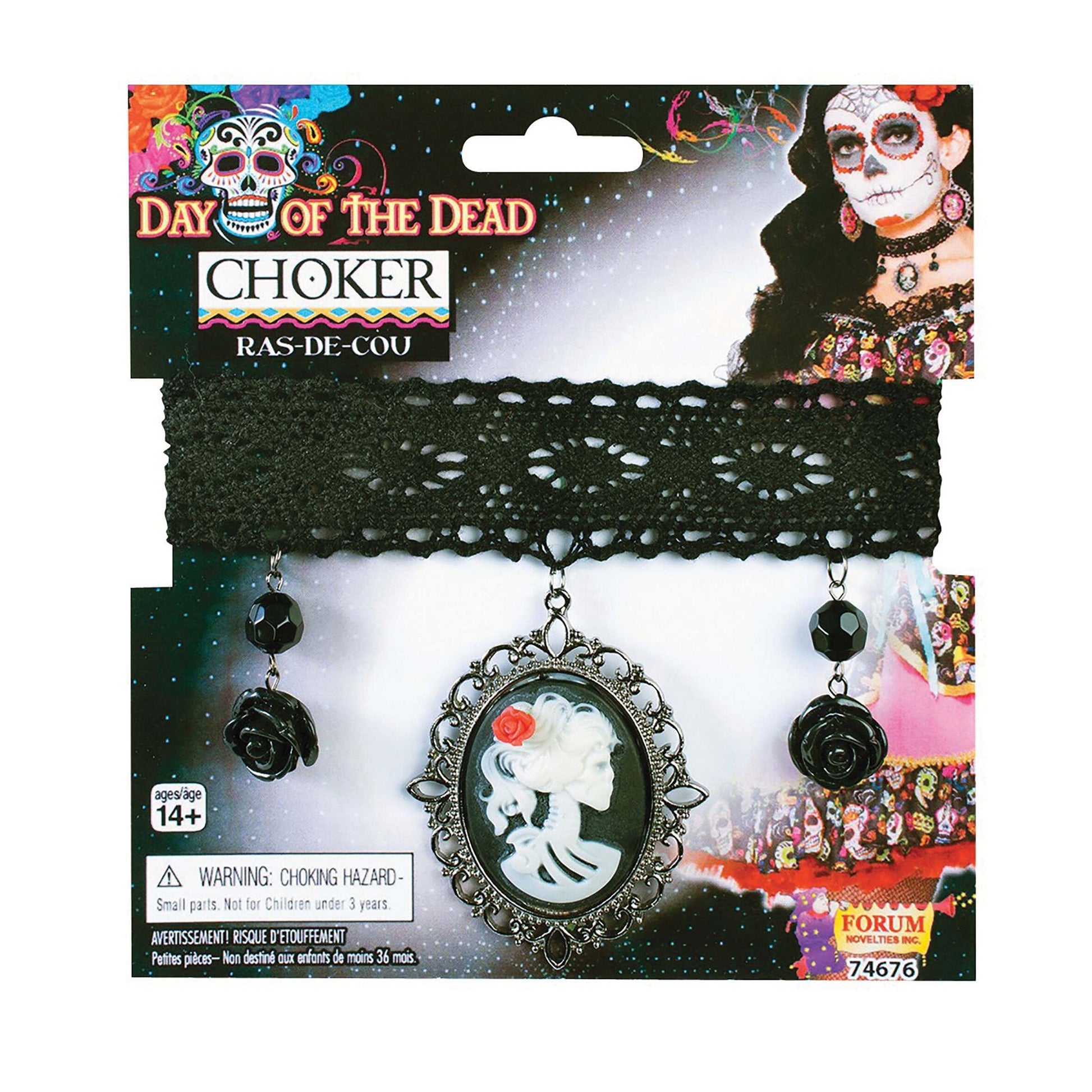 Day Of The Dead Choker Black Costume Accessories Female 1