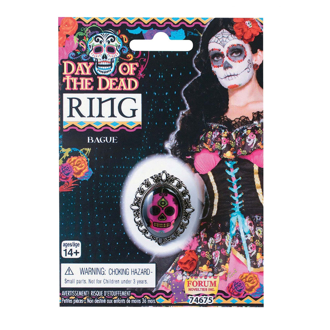Day of The Dead Ring Pink Skull Costume Accessory 1