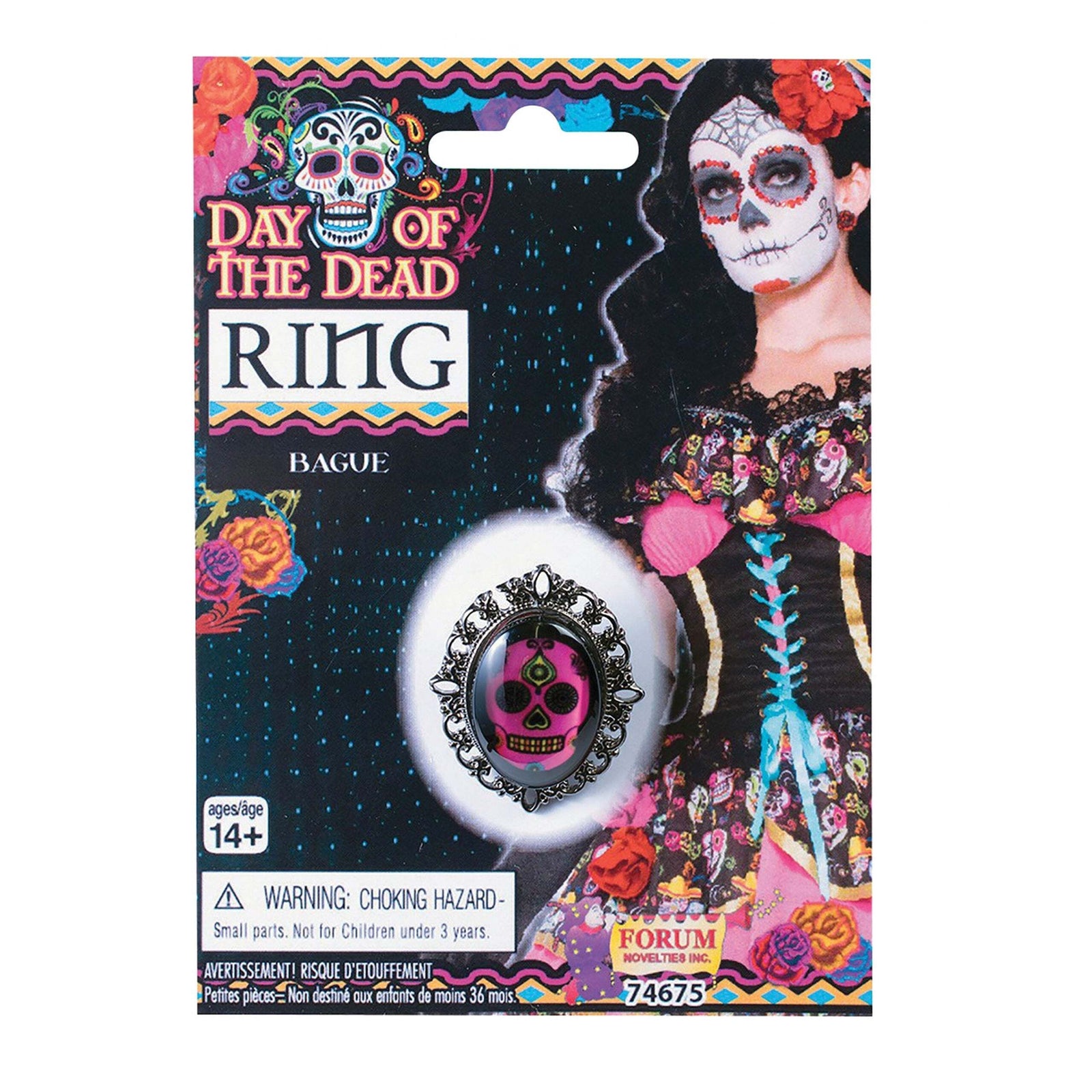 Day of The Dead Ring Pink Skull Costume Accessory 1
