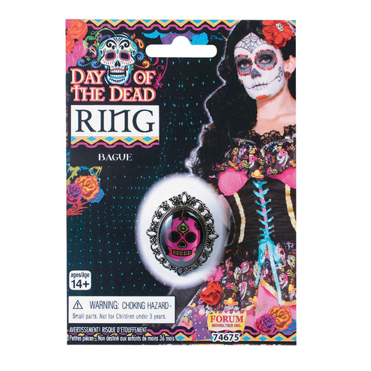 Day of The Dead Ring Pink Skull Costume Accessory 1