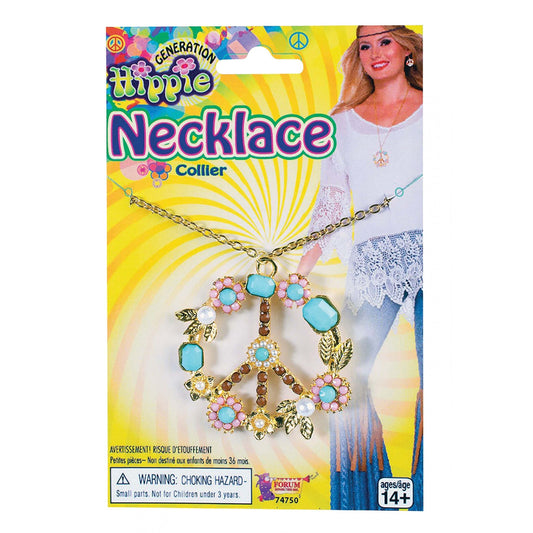 Hippy Peace Sign Necklace Costume Accessories Female 1