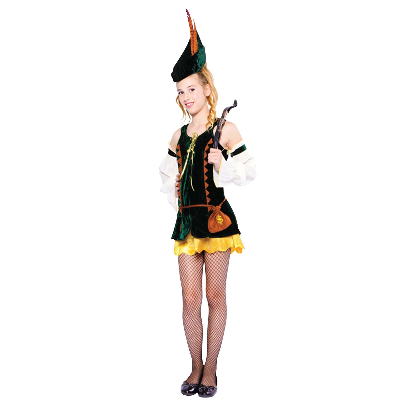 Girl Robin Hood Costume Teen Size Frayed Skirt 1