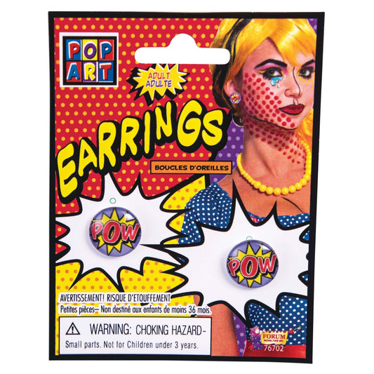 Pop Art " Pow" Earrings Comic Costume Accessories 1