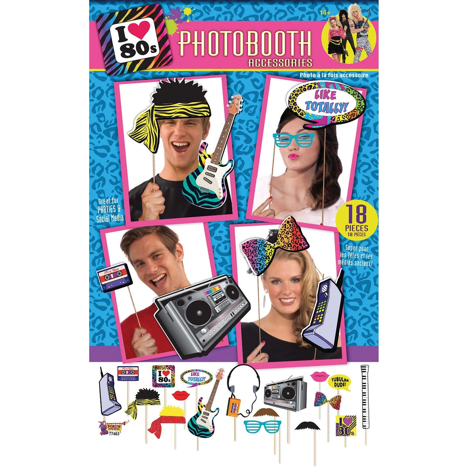 1980s Photobooth Kit 18pc I Love the 80s 1