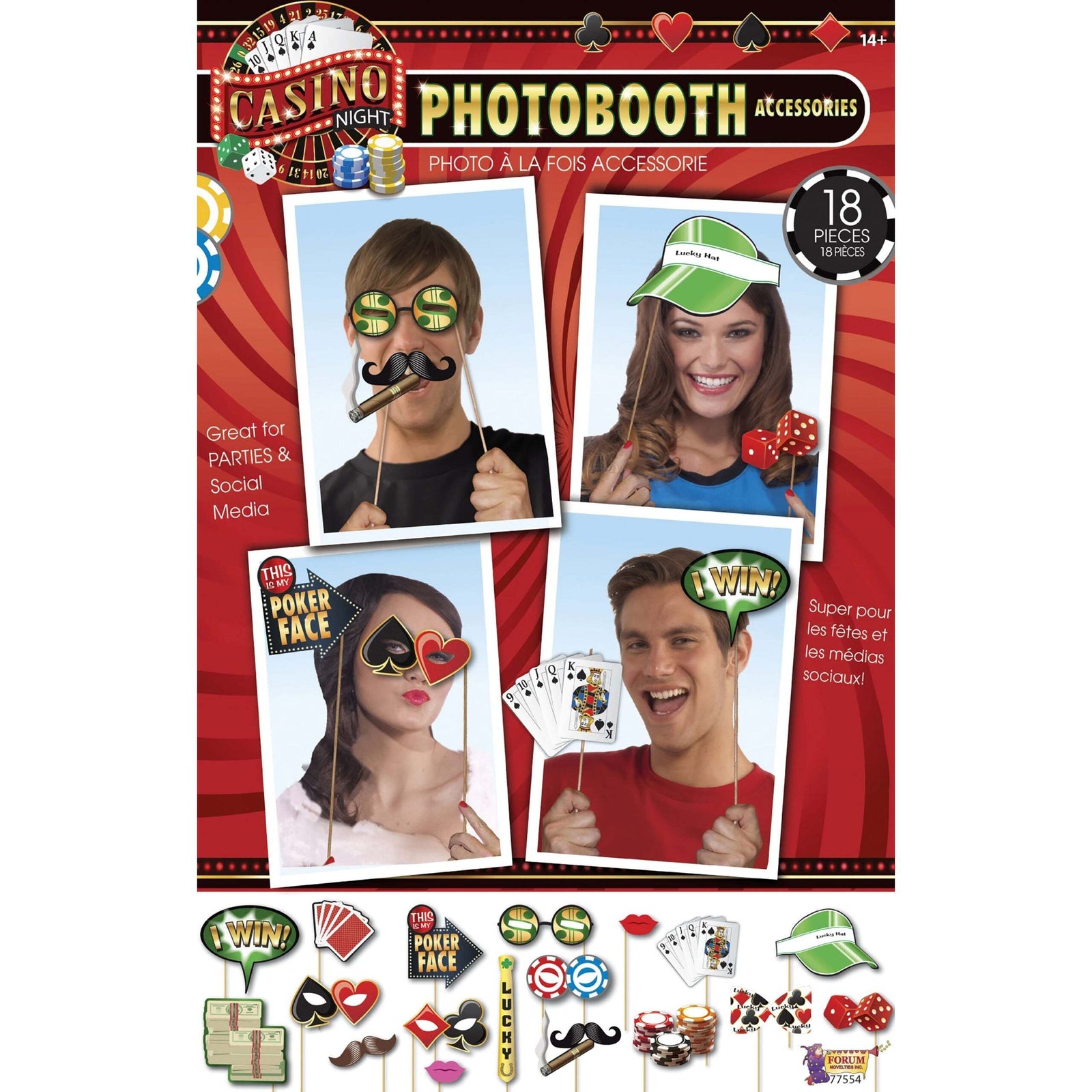 Casino Photobooth Kit 18pc Party Decoration 1