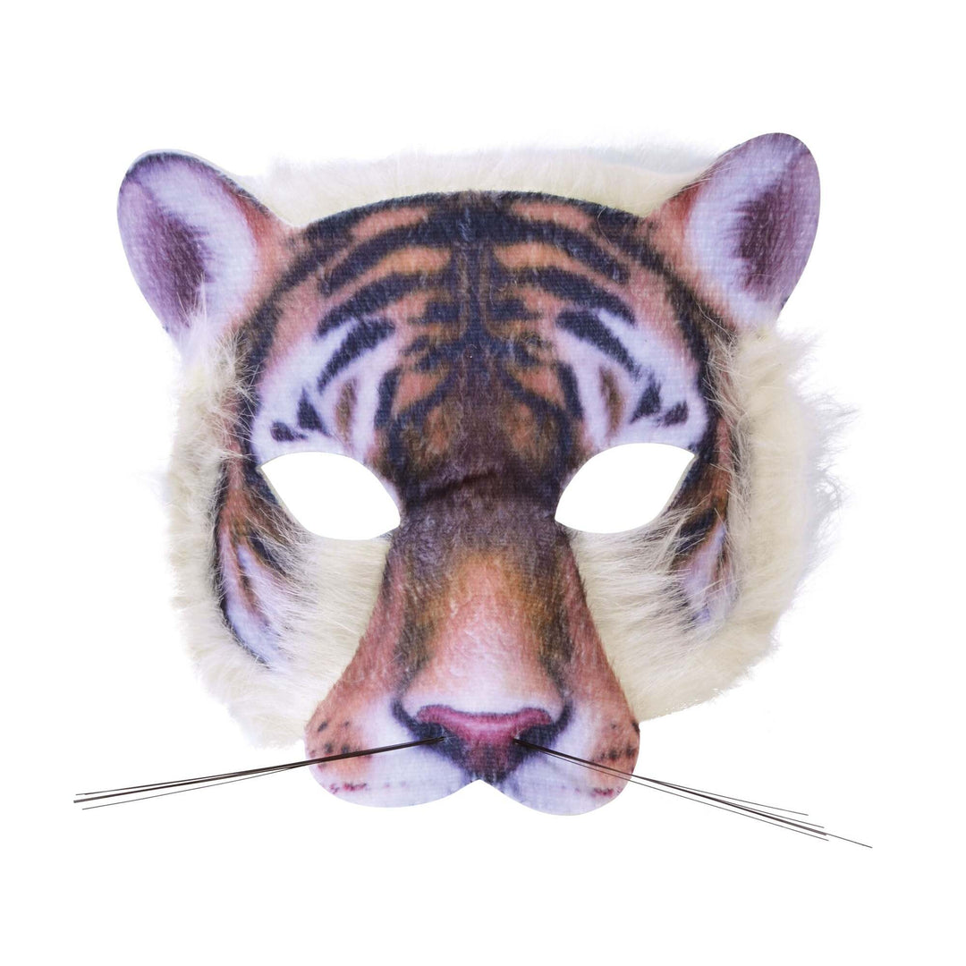 Tiger Face Mask Realistic Fur Plastic Masks Cardboard 1