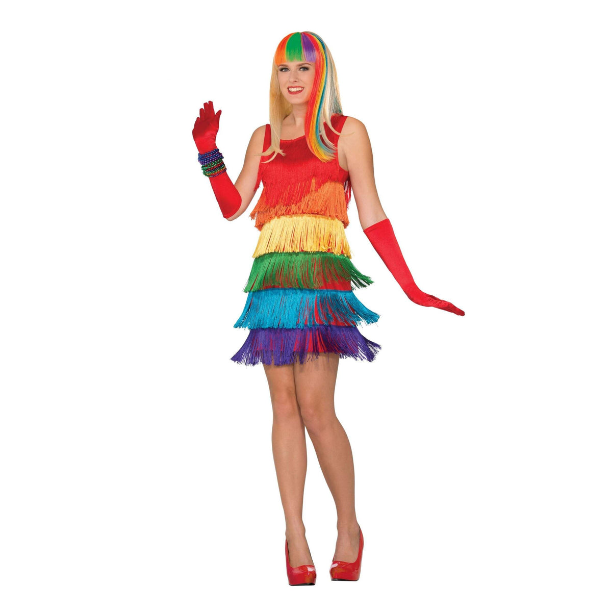 Rainbow Shimmy Flapper Adult Costume Female Uk Size 10 14 1