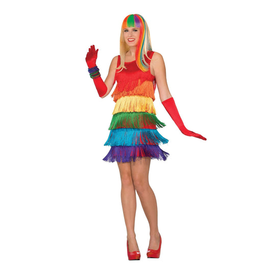 Rainbow Shimmy Flapper Adult Costume Female Uk Size 10 14 1