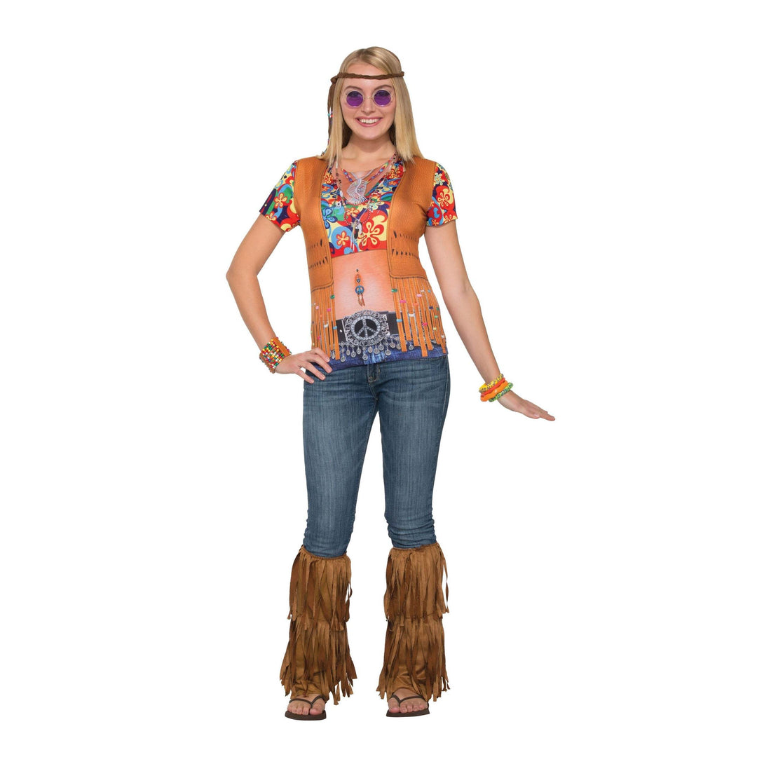 3D Printed T-Shirt Hippie Gal UK Size 10-14 1