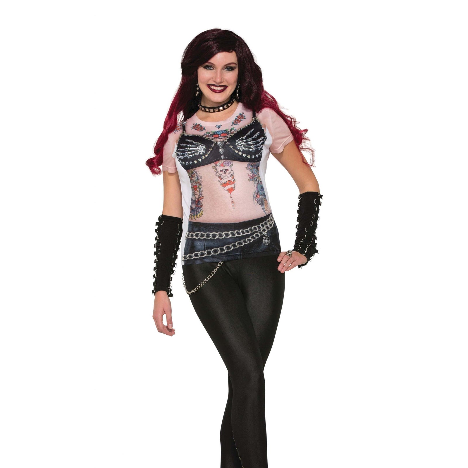 3d Tee Shirt Biker Babe Adult Costume Female Uk Size 10 14 1