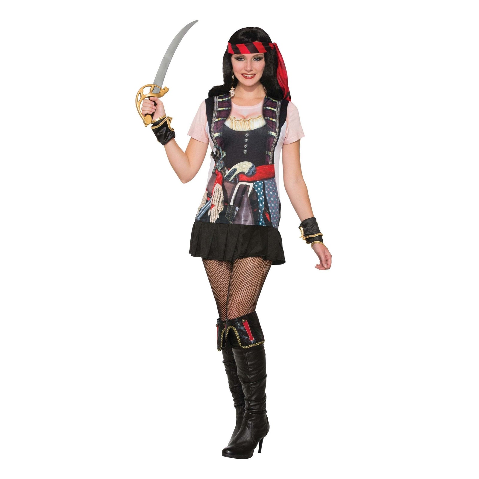 3D Printed T-Shirt Pirate Gal UK Size 10-14 1