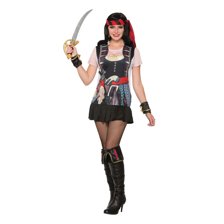 3D Printed T-Shirt Pirate Gal UK Size 10-14 1