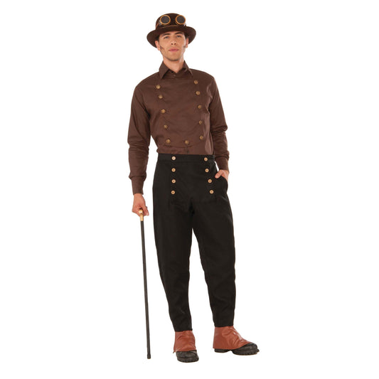 Steampunk Shirt Brown Adult Costume Male Upto Chest 42" 1