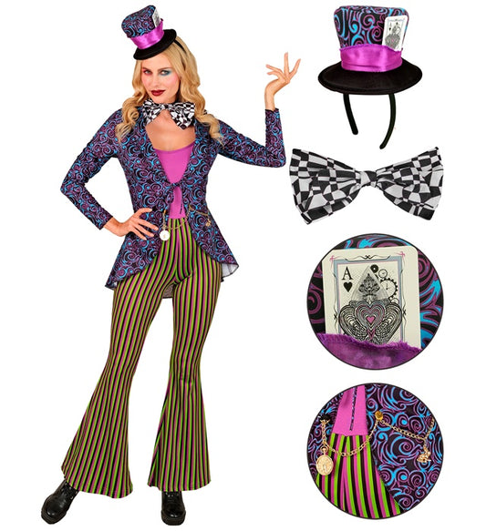 Crazy Hatter  Jacket, Jumpsuit, Bow Tie, Hat 