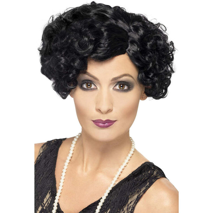 20s Flirty Flapper Wig Adult Black Short and Wavy Costume Hair 1