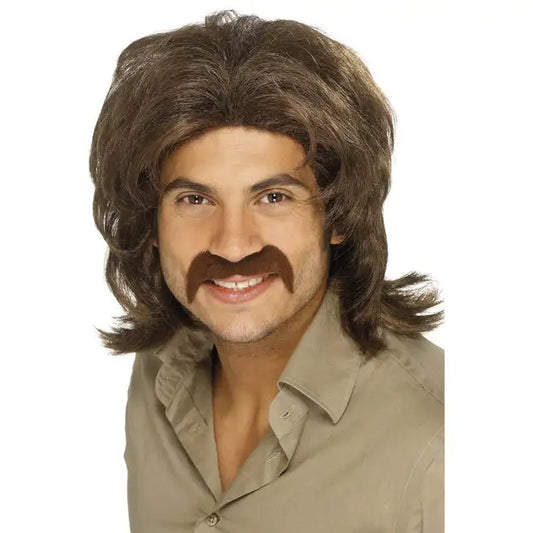 70s Retro Wig Adult Brown Fringed Disco Costume Hair 1
