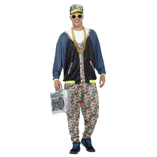 80s Hip Hop Costume Adult Vanilla Ice Style Jacket Trousers and Hat 1