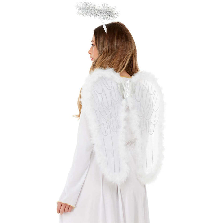 Angel Set Adult Wings Halo with Marabou White 55 by 50cm Costume Accessory 1