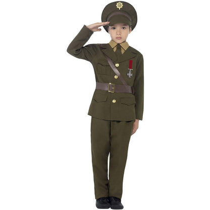 Army Officer Costume Kids Authentic Green Military Dress Uniform 1