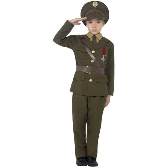 Army Officer Costume Kids Authentic Green Military Dress Uniform 1