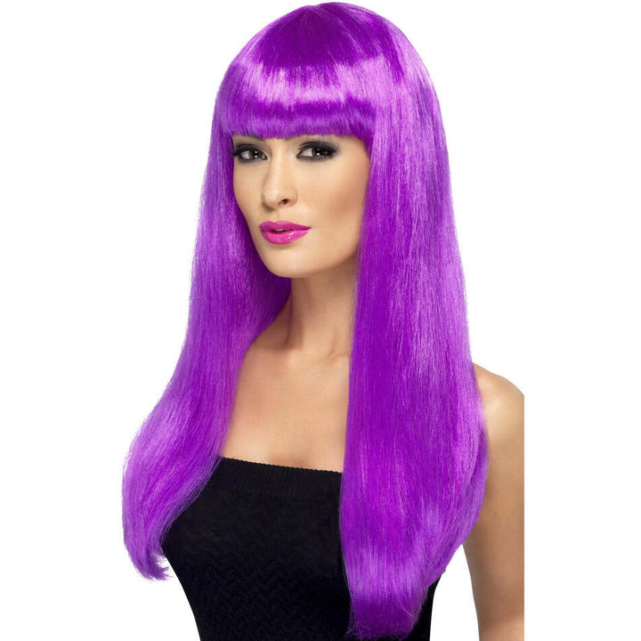 Babelicious Wig Adult Purple Long Straight with Fringe Fantasy Costume Accessory 1