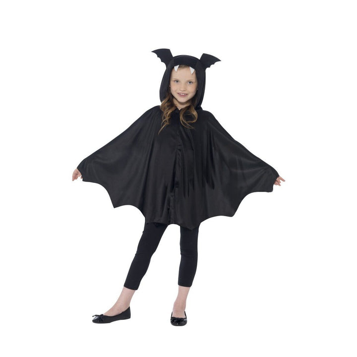 Bat Cape Kids Black Hooded with Ears Halloween Costume Accessory 1