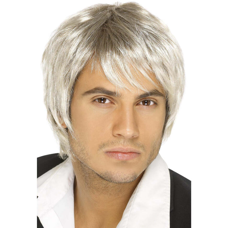 Boy Band Wig Light Blonde and Brown Short Style Adult Costume Hair 1
