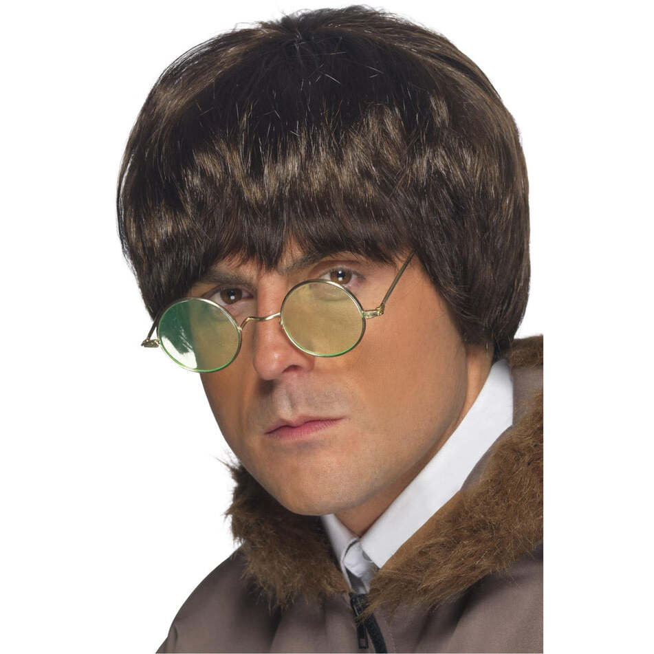 Britpop Wig Brown Shiny Fringed Adult Costume Accessory 1