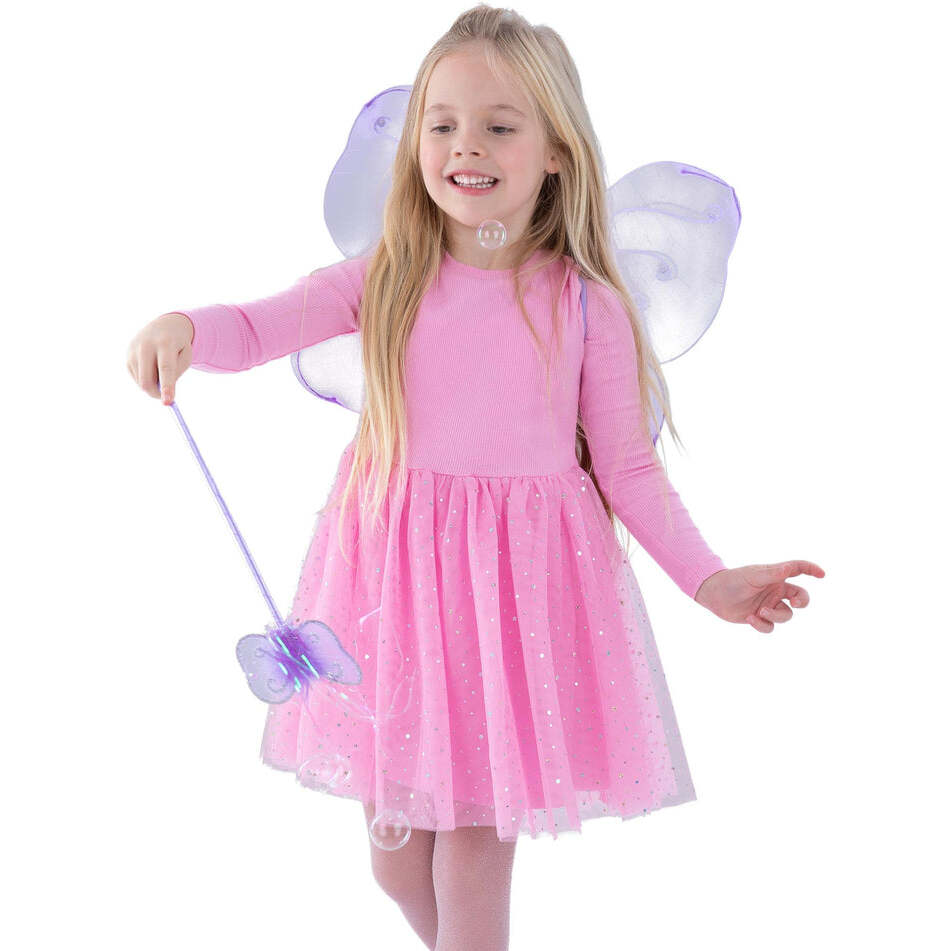 Butterfly Wings and Wand Kids Purple Fantasy Costume Set 1