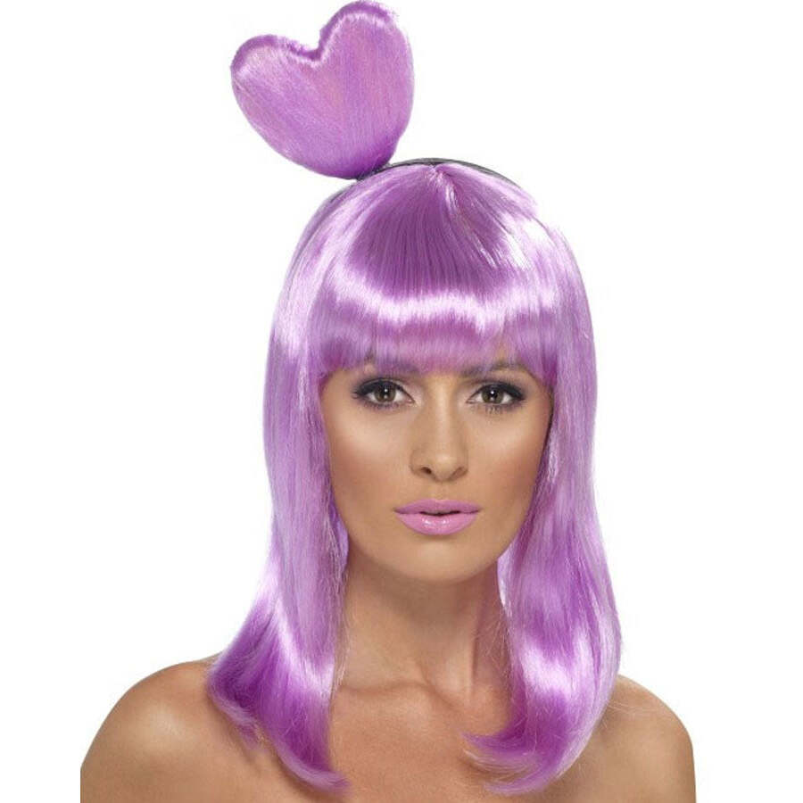 Candy Queen Wig Adult Lilac Heart Headband Katy Perry Costume Accessory 1