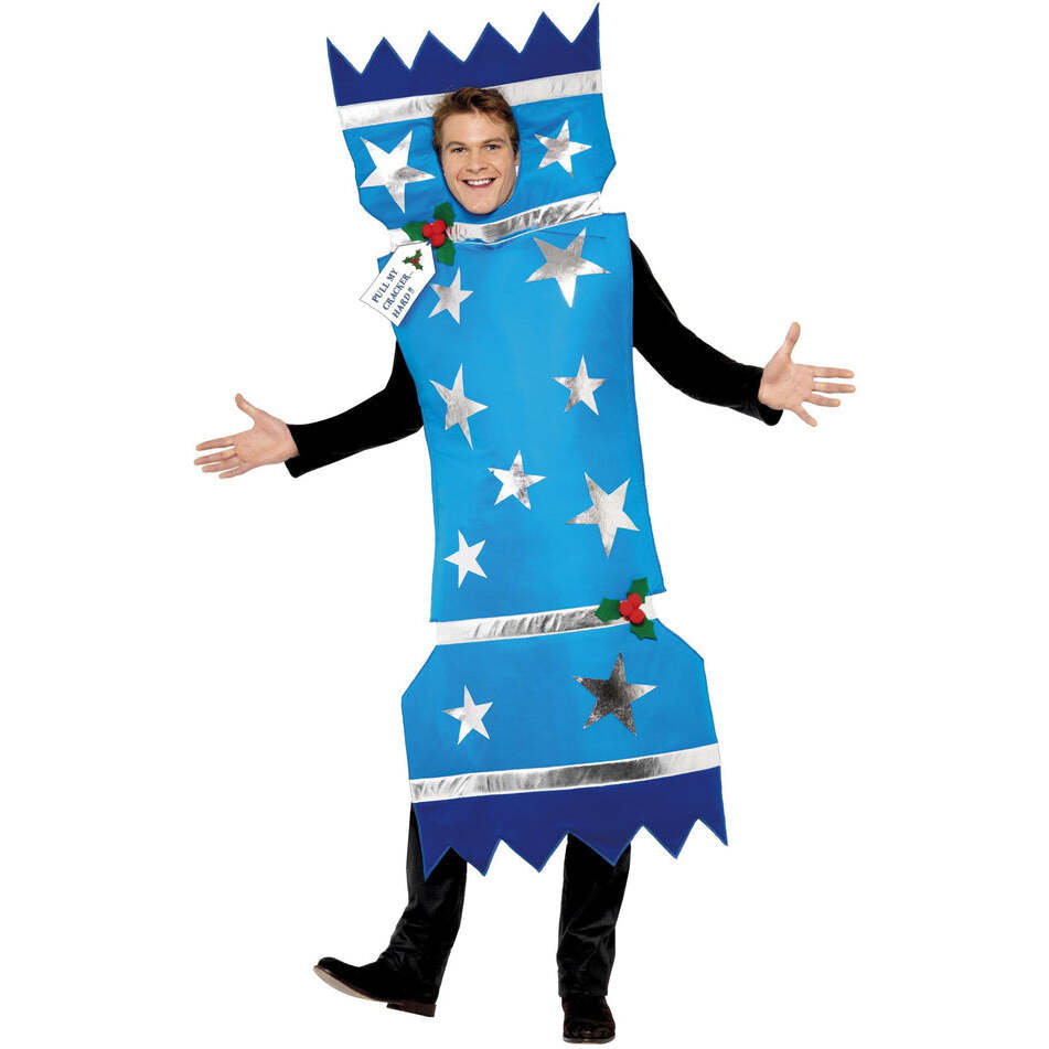 Christmas Cracker Costume Adult Blue Tabard Festive Fancy Dress 1