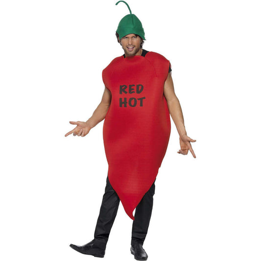 Chilli Pepper Costume Adult Red Tabard and Hat 1