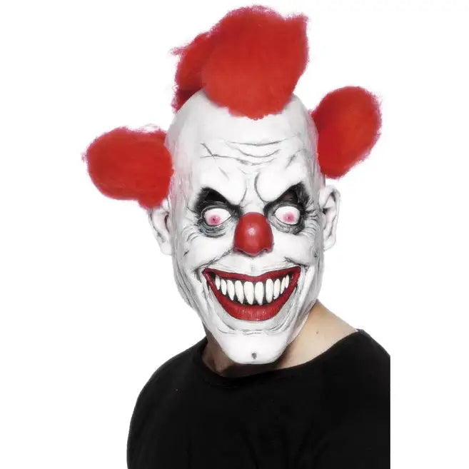 Clown Mask White Face Red Hair Scary Adult Halloween Costume Accessory 1