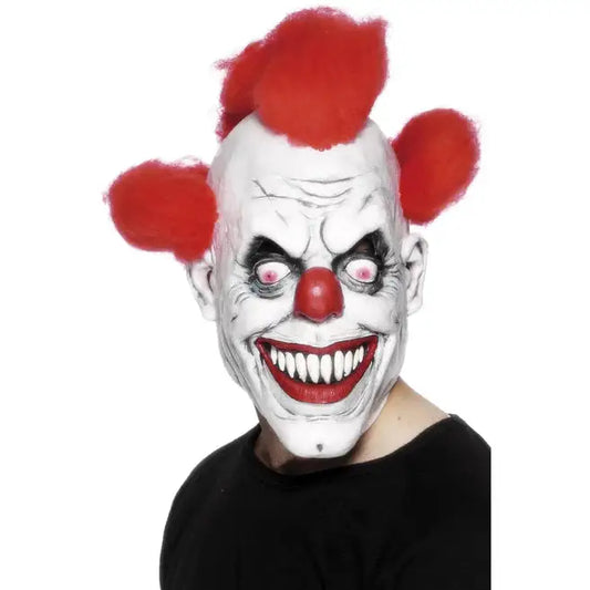 Clown Mask White Face Red Hair Scary Adult Halloween Costume Accessory 1