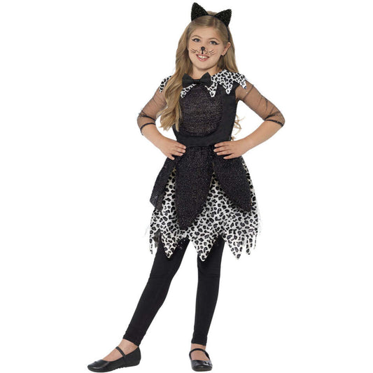 Midnight Cat Costume Deluxe Black Dress Tail Cat Ear Headband 1