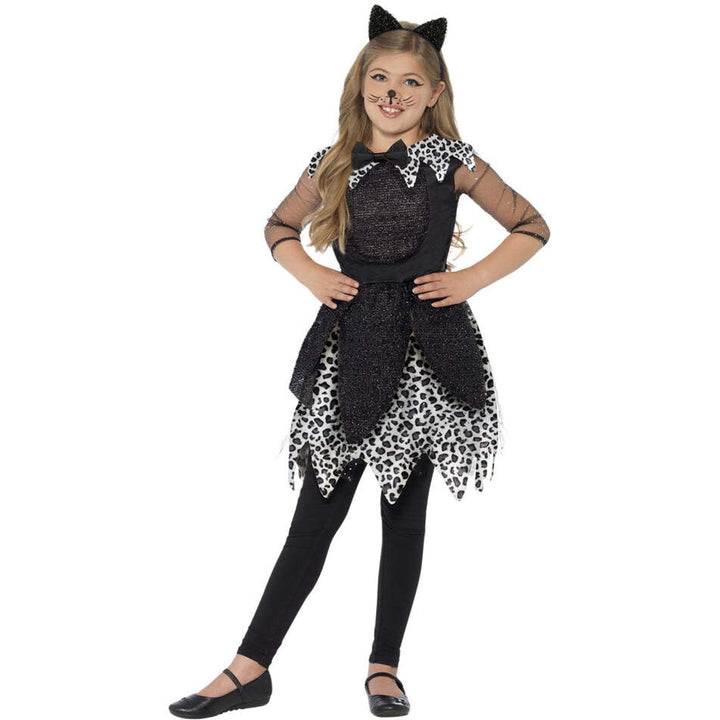 Midnight Cat Costume Deluxe Black Dress Tail Cat Ear Headband 1