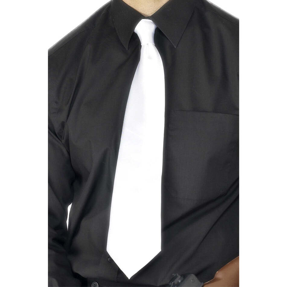 Deluxe White Gangster Tie Adult Dress UP Accessory 1