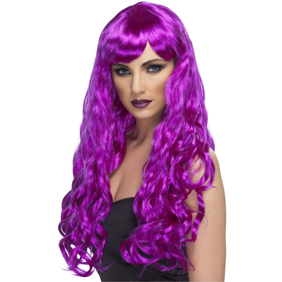 Desire Wig Adult Purple Long Curly with Fringe Fantasy Costume Accessory 1